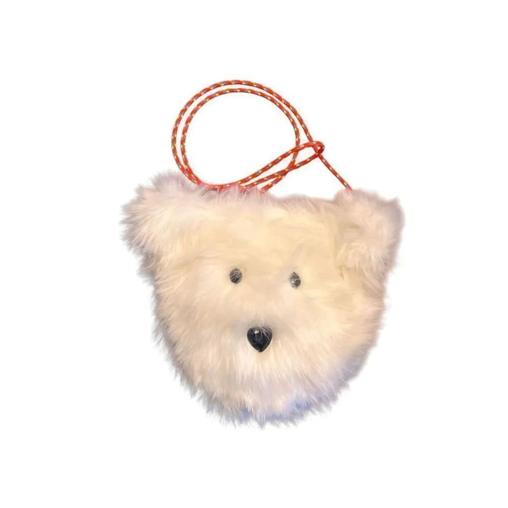 J CREW CREWCUTS White Faux Fur Polar Bear Face Shoulder Bag Purse - NWT